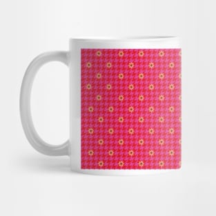 Red and Pink Houndstooth Flower Dot Mug